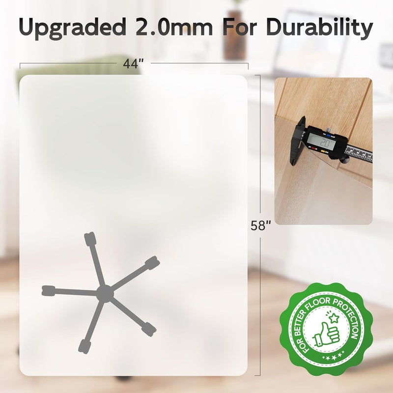 HOMEK Office Chair Mat for Hardwood Floor, 58" x 44" Clear Computer/Desk Chair Mat for Hard Floor, Thicker, Easy Glide, Non-Slip, Protects Hard Surfaces from Scratches, Ideal for Home or Office - Image 4